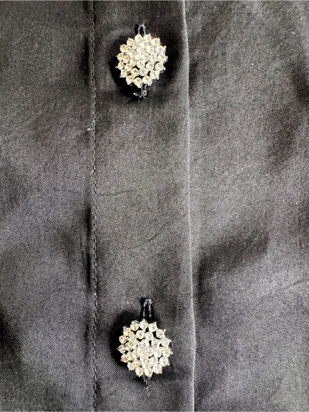 Express Black Button-Down Blouse with Rhinestone Buttons - Picture 5 of 8